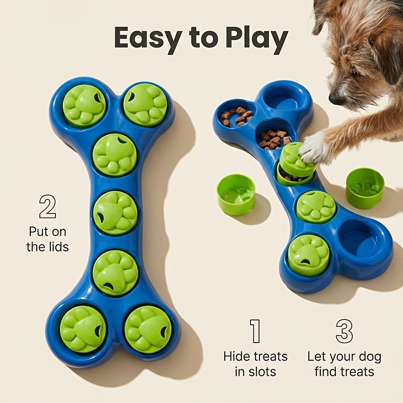 Dog Puzzle Feeder Toy - 犬の分離不安を和らげるおもちゃ、おやつが入るパズルフィーダー、窒息防止のためのゆっくり食べられるボウル、餌隠しトレーニング用