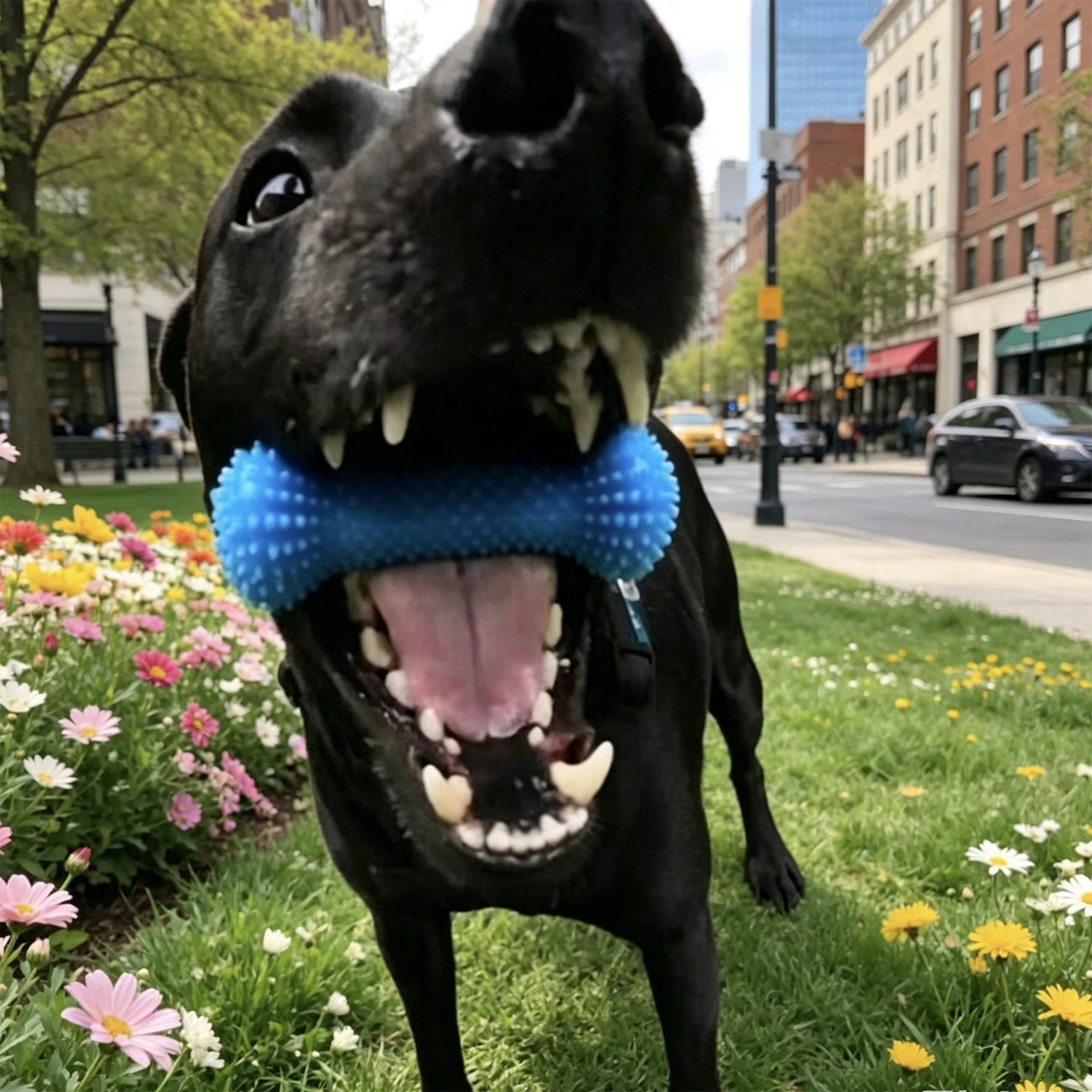 Rubber Treat Dispensing Dog Toy - 犬用歯磨きおもちゃ、噛むおもちゃ、口を開けるおもちゃ、ペット用品、インタラクティブなおやつボール、子犬用、家庭用。