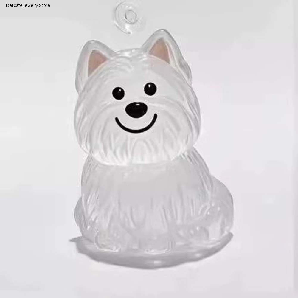 Pet Grooming - 漫画犬型ペットヘア収納ボックス 透明ヘアグルーミングペットヘアキーホルダー アクリルキーリング 子犬ペンダント バックパック
