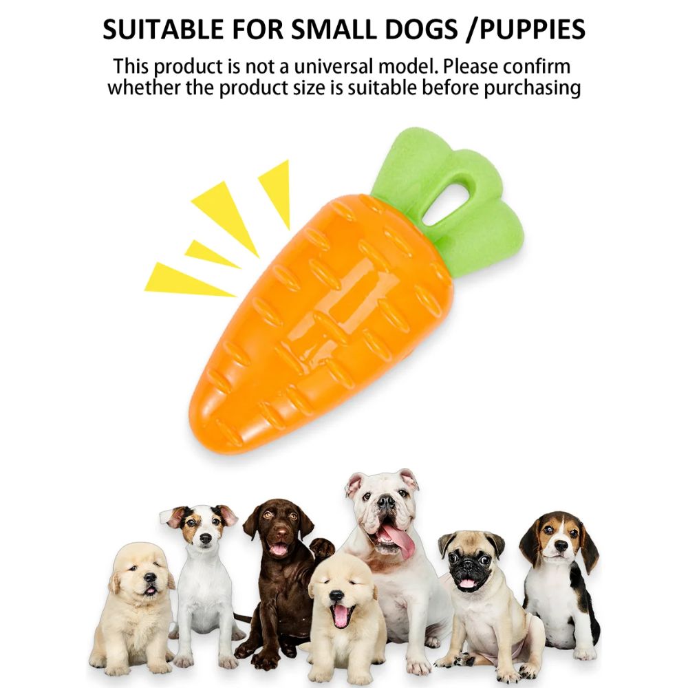Indestructible Dog Chew Toy - 耐久性のあるTPR素材の壊れない犬用おもちゃ、鳴き笛入りの壊れない歯磨きおもちゃ、無毒の鳴き笛入りニンジン型おもちゃ