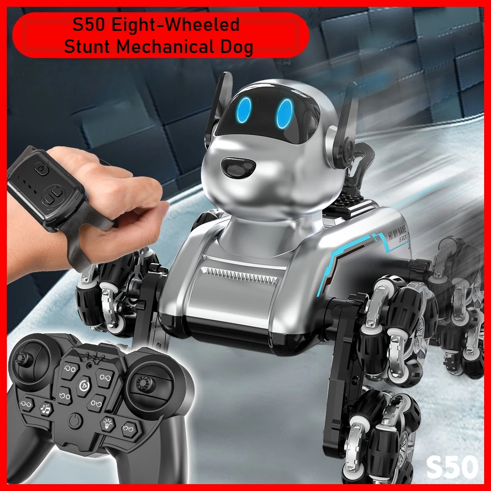 Dog Toys - S50 インテリジェントロボット犬 ジェスチャー感知 変形 八輪スタント リモコンカー