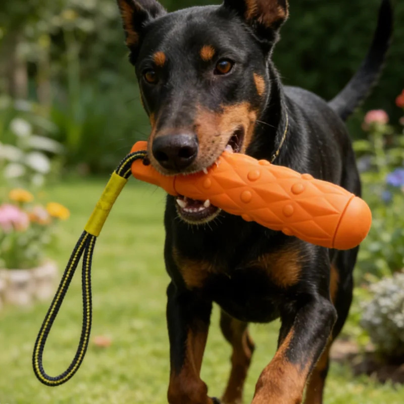 Dog Rope Toy Aggressive Chewers - 壊れない犬用噛むおもちゃ EVA製ロープ付き頑丈で耐久性のある大型犬用おもちゃ 噛む力の強い犬に安全