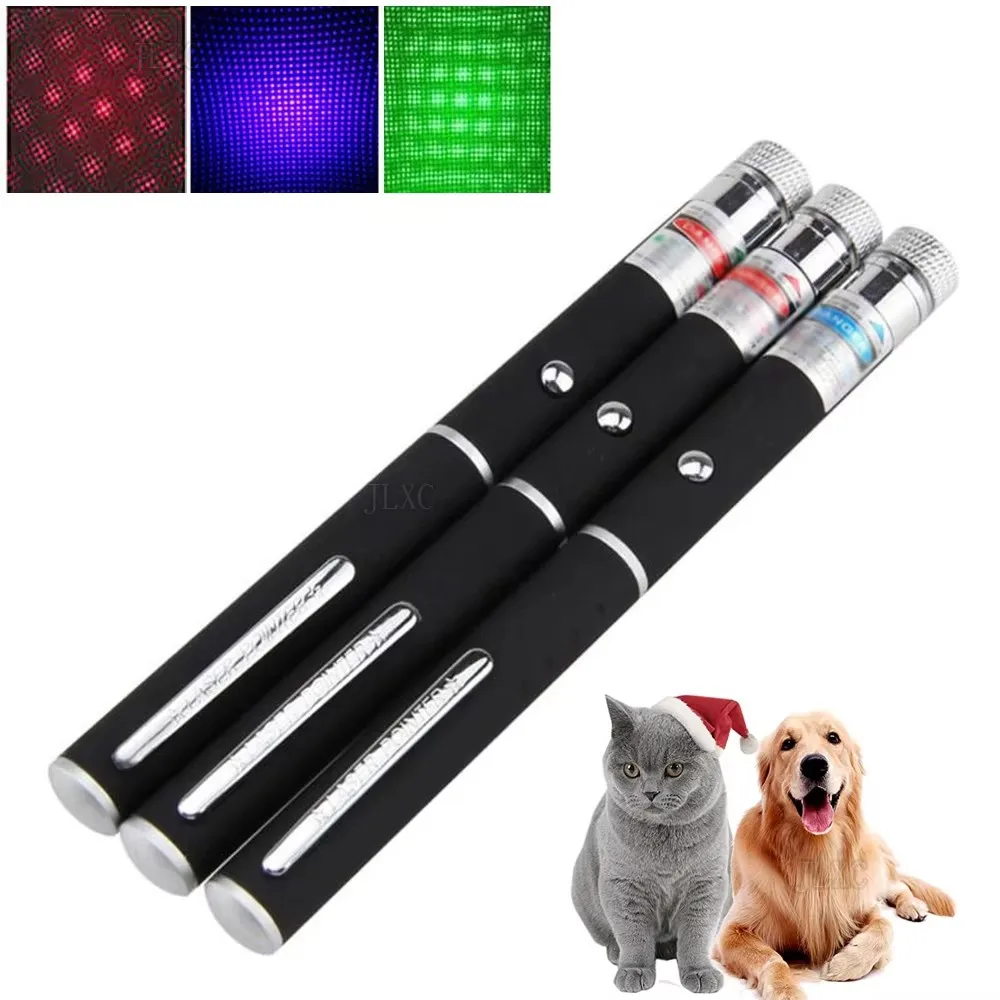 Laser Pointer Cat Toy Automatic - （電池は付属しません）緑色と赤色のレーザーポインター、教育用具、ペット用自動猫のおもちゃ、レーザーフォーカス、レーザーペンのセット