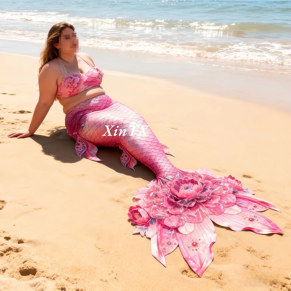 マーメイドテール牡丹の花プラスサイズ女性用テール水着、水槽で - Aquarium のレビューと価格