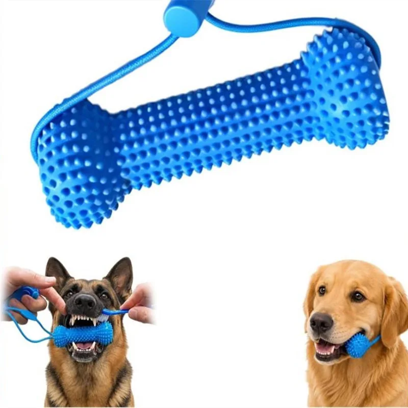 再利用可能な犬用噛むおもちゃ、ゴム製の骨型、二重構造で歯のク - Teeth Cleaning Dog Chew Bone のレビューと価格