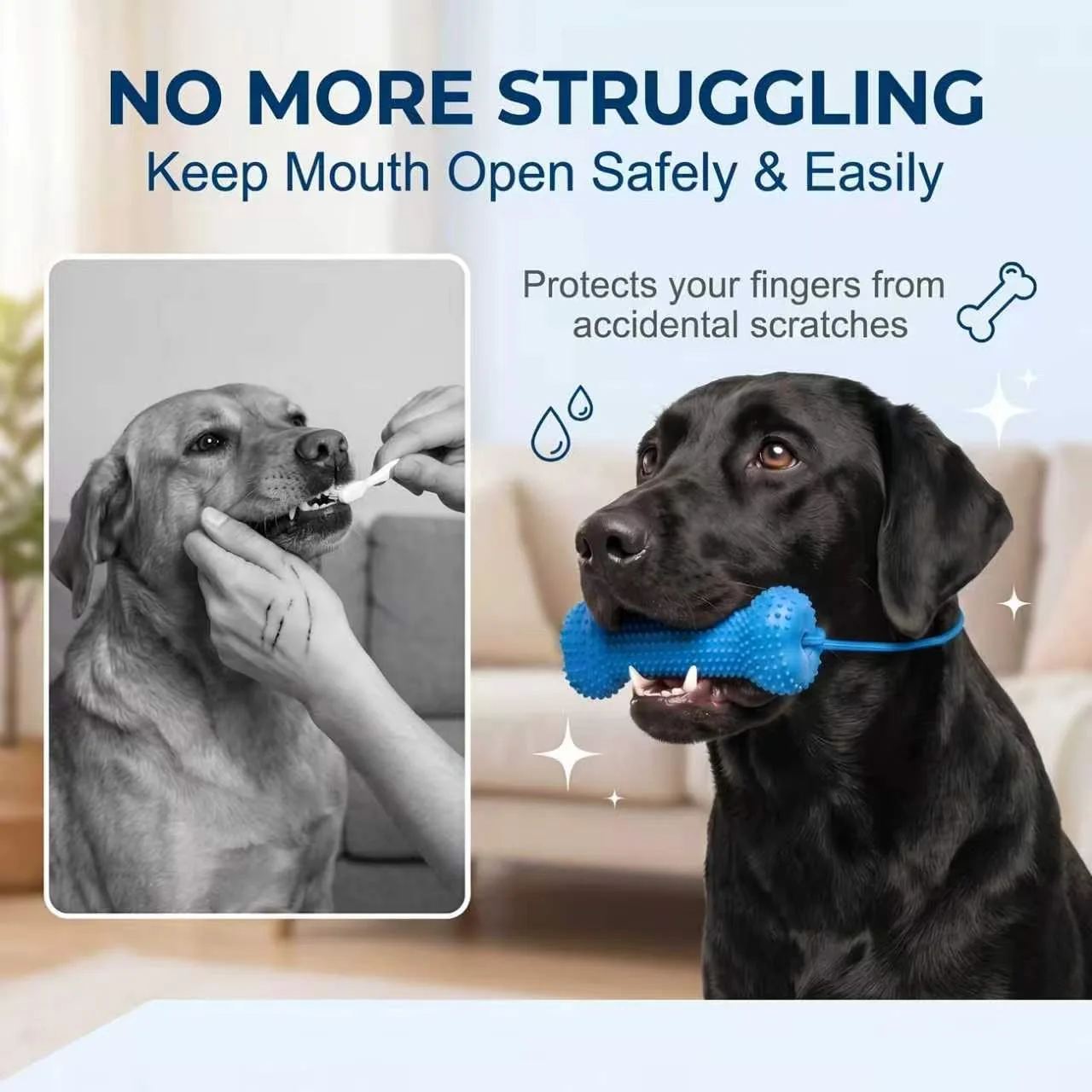 再利用可能な犬用噛むおもちゃ、ゴム製の骨型、二重構造で歯のク - Teeth Cleaning Dog Chew Bone のレビューと価格