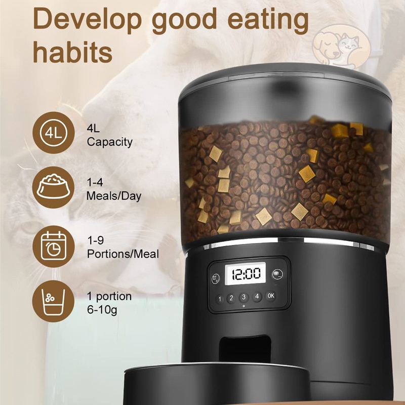 ペット用自動給餌器 4L スマートアプリ対応 リモート操作  - Pet Feeders のレビューと価格