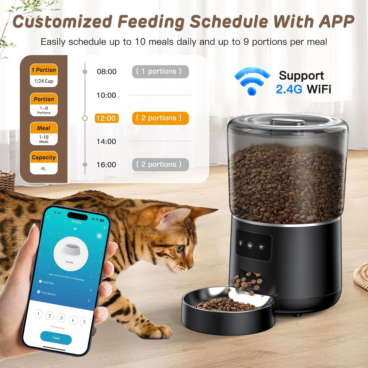 ペット用自動給餌器 4L スマートアプリ対応 リモート操作  - Pet Feeders のレビューと価格