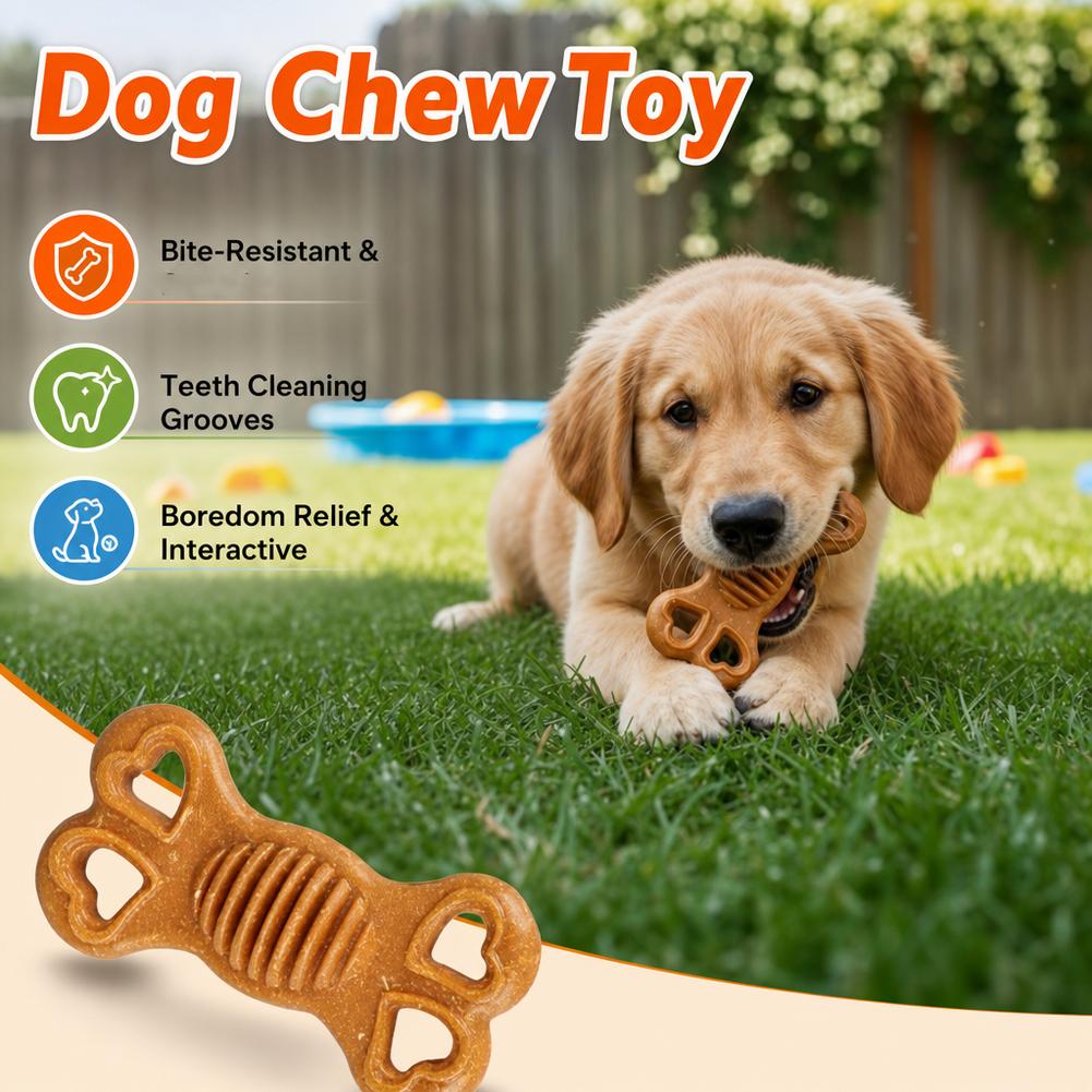 壊れにくい犬用噛むおもちゃ、骨型、噛む力が強い犬向け、歯のク - Teeth Cleaning Dog Chew Bone のレビューと価格