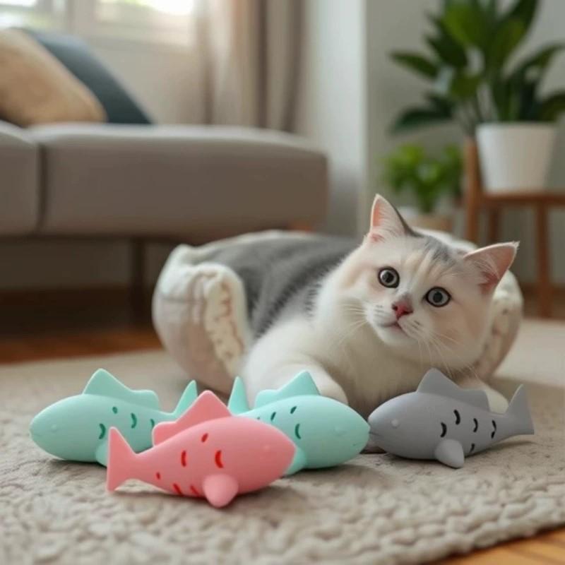 猫と犬が一緒に遊べるおもちゃ。魚の形をした、噛みつきに強いゴ - Rubber Treat Dispensing Dog Toy のレビューと価格