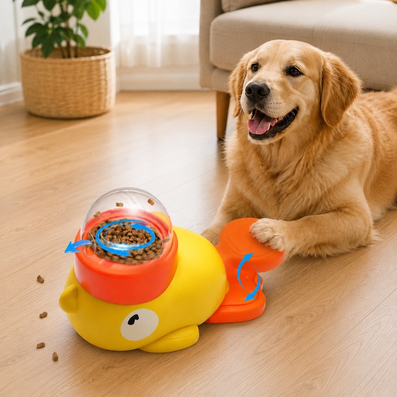 漫画のアヒルの形をしたインタラクティブなペットトレーナーおも - Dog Puzzle Feeder Toy のレビューと価格