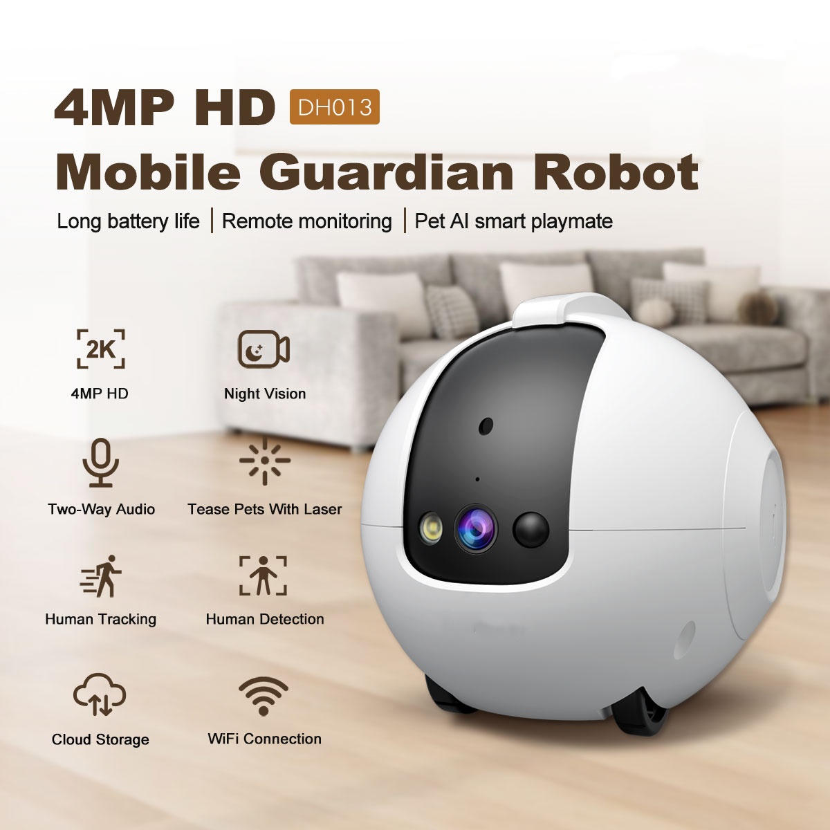 ペット用カメラロボット 4MP、双方向音声対応、2.4GHz - Dog Toys のレビューと価格