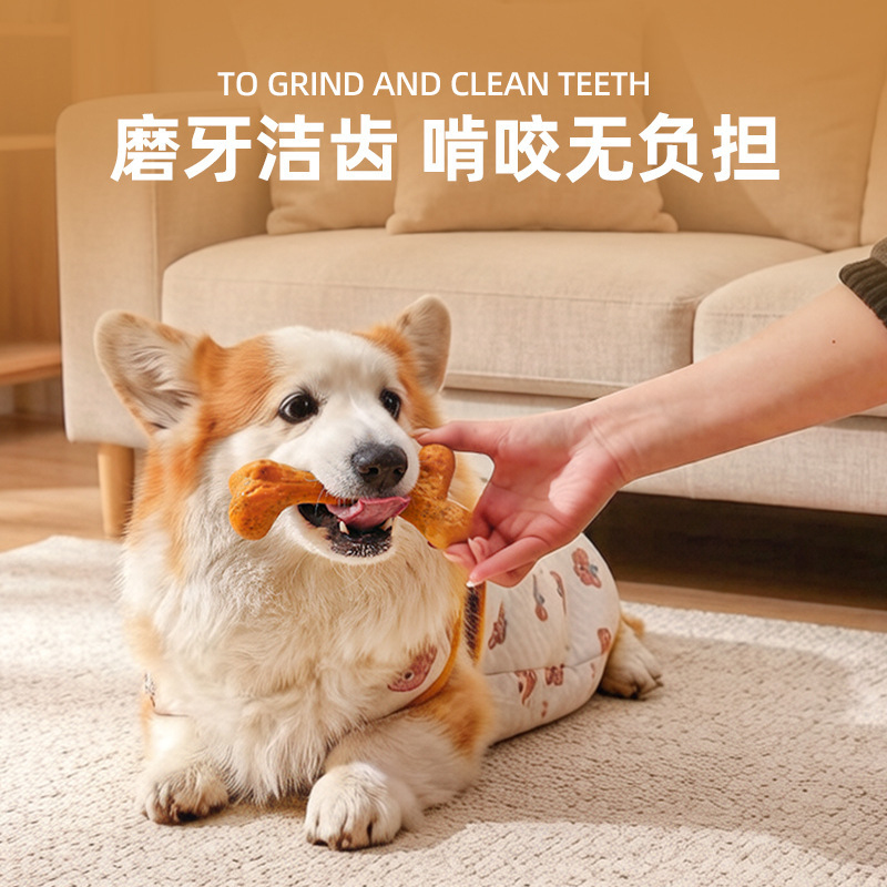 犬用おもちゃTPR耐久性のある噛みつき防止歯磨きおもちゃ、肉 - Teeth Cleaning Dog Chew Bone のレビューと価格