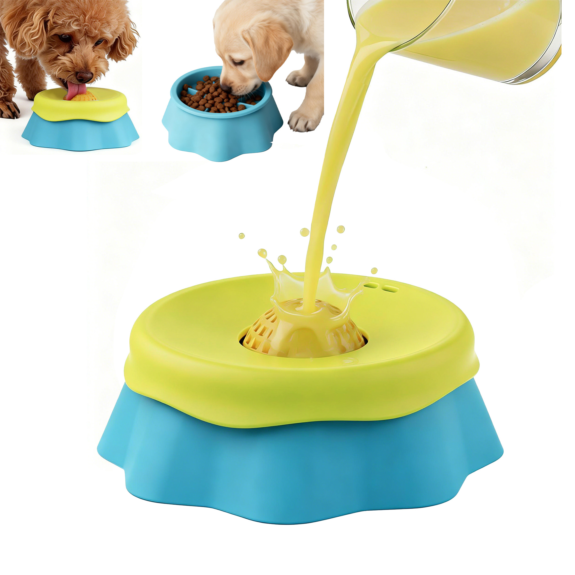 犬用リックボウル、液体用スローフィーダー、ローリングボール付 - Dog Puzzle Feeder Toy のレビューと価格