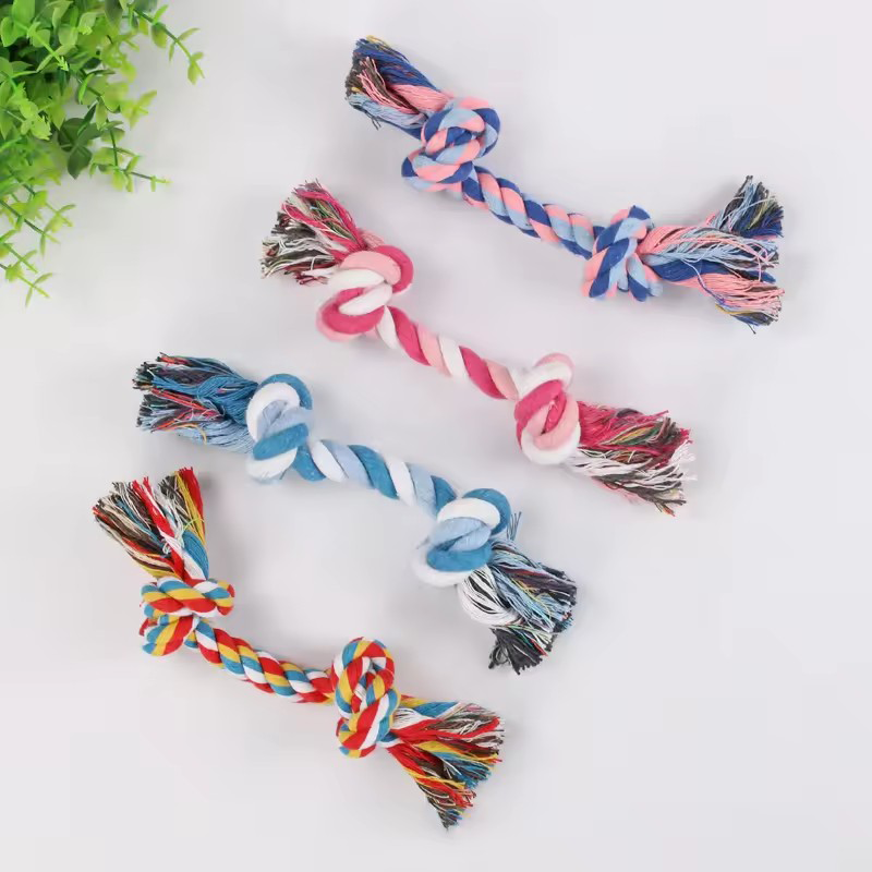 カラフルなペット用綿ロープ結び目おもちゃ、耐久性のある噛みつ - Indestructible Dog Chew Toy のレビューと価格